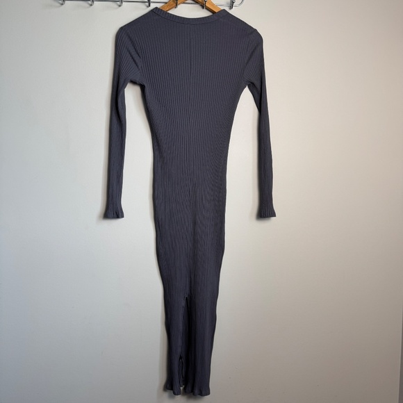 Divided H&M Long Sleeve Ribbed Bodycon Maxi Dress Gray Small - Stretch Evening - Picture 5 of 11
